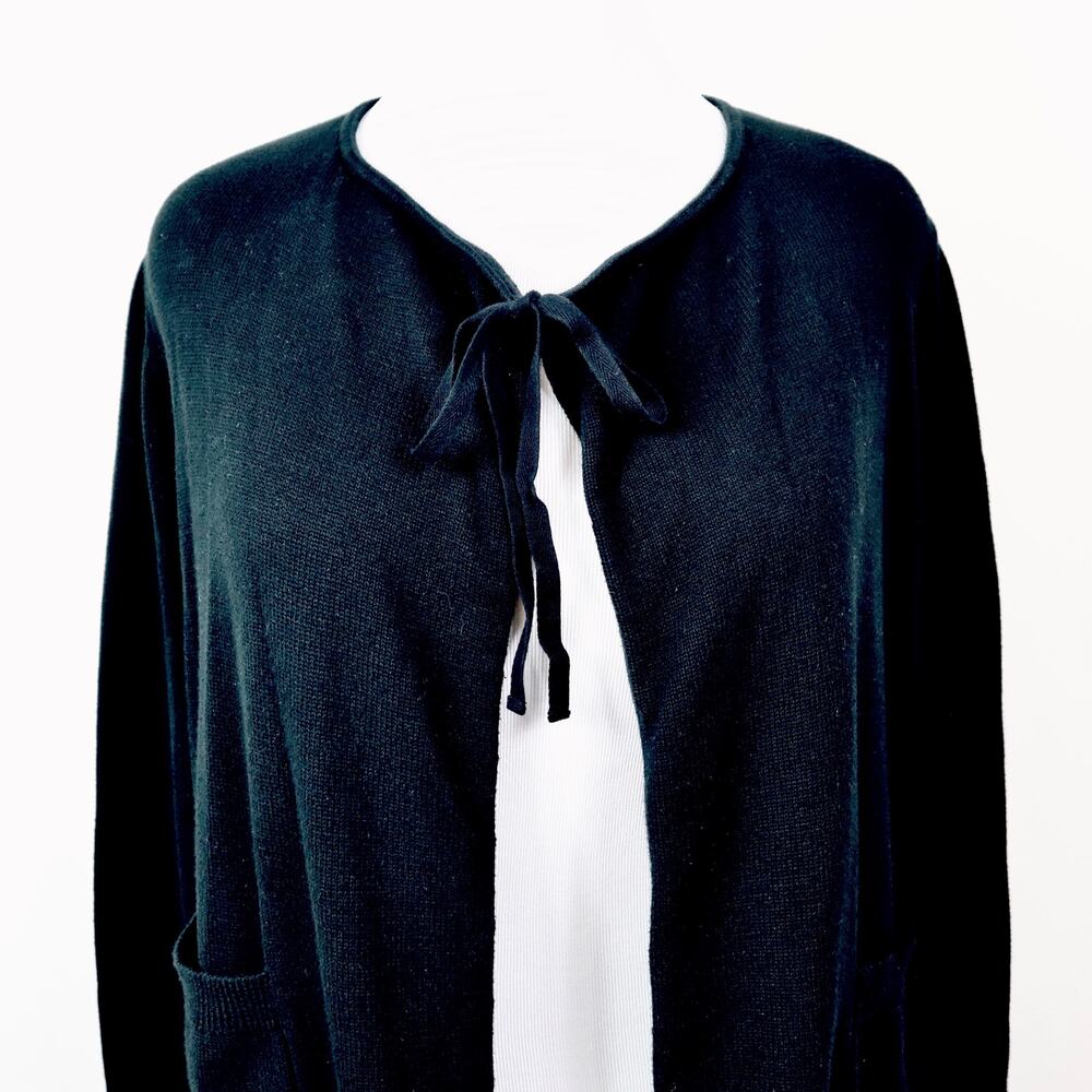 Cabi Size M ATC Offhand Cardigan Sweater Long Tie Neck 5827 Knit Black - Picture 8 of 11